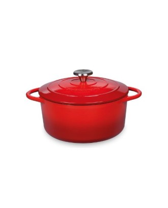 Oala rotunda din fonta, cu capac, rosu, 24 cm, Provence - KUCHENPROFI